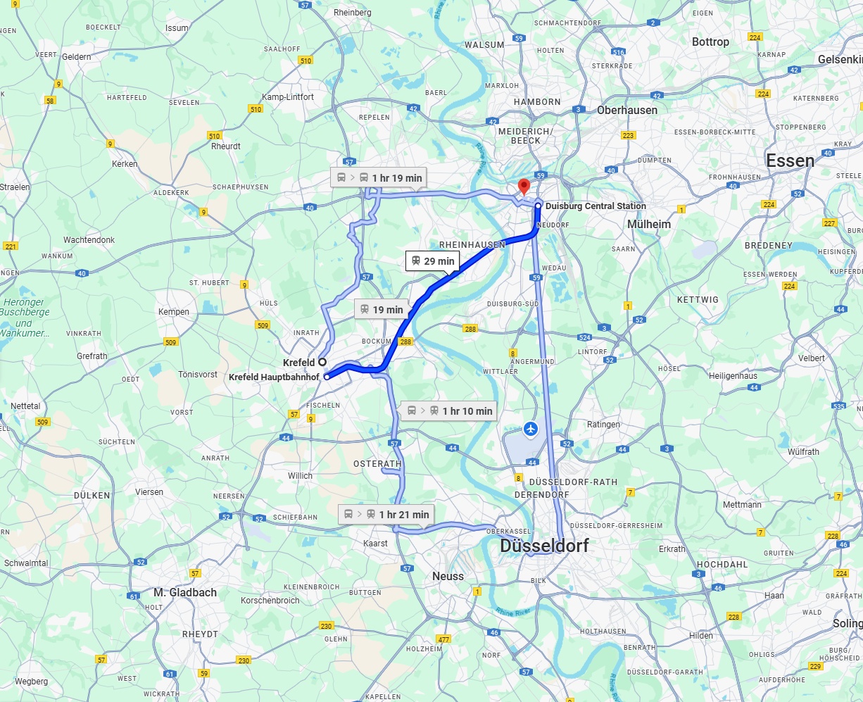 Anreise von Krefeld Zu Duisburg Über 