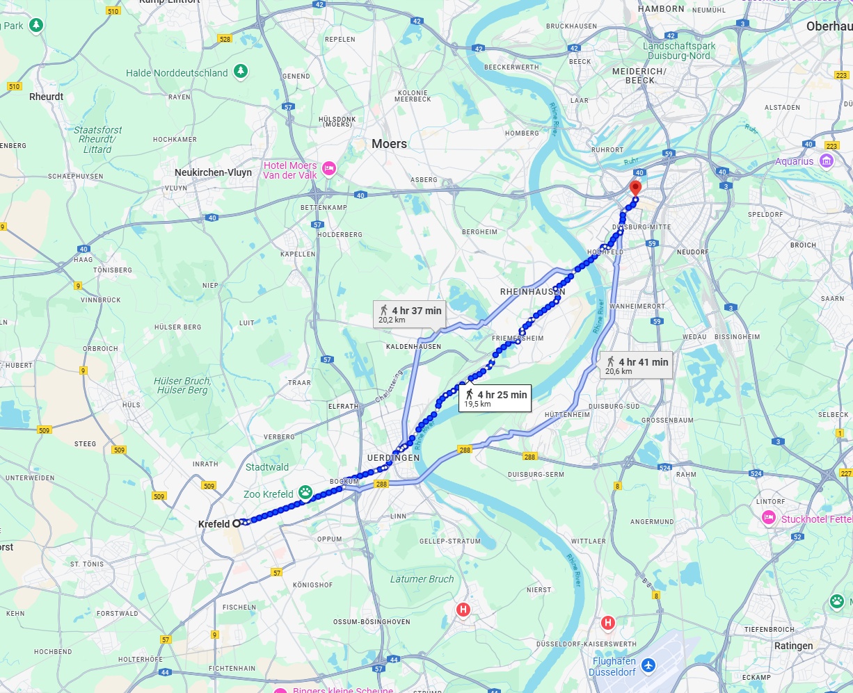 Anreise von Krefeld Zu Duisburg Über 