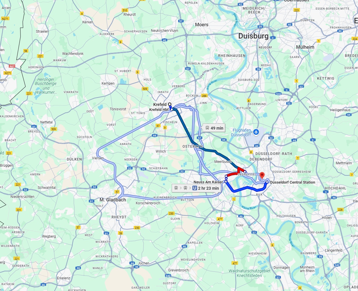 Anreise von Krefeld Zu Düsseldorf Über 