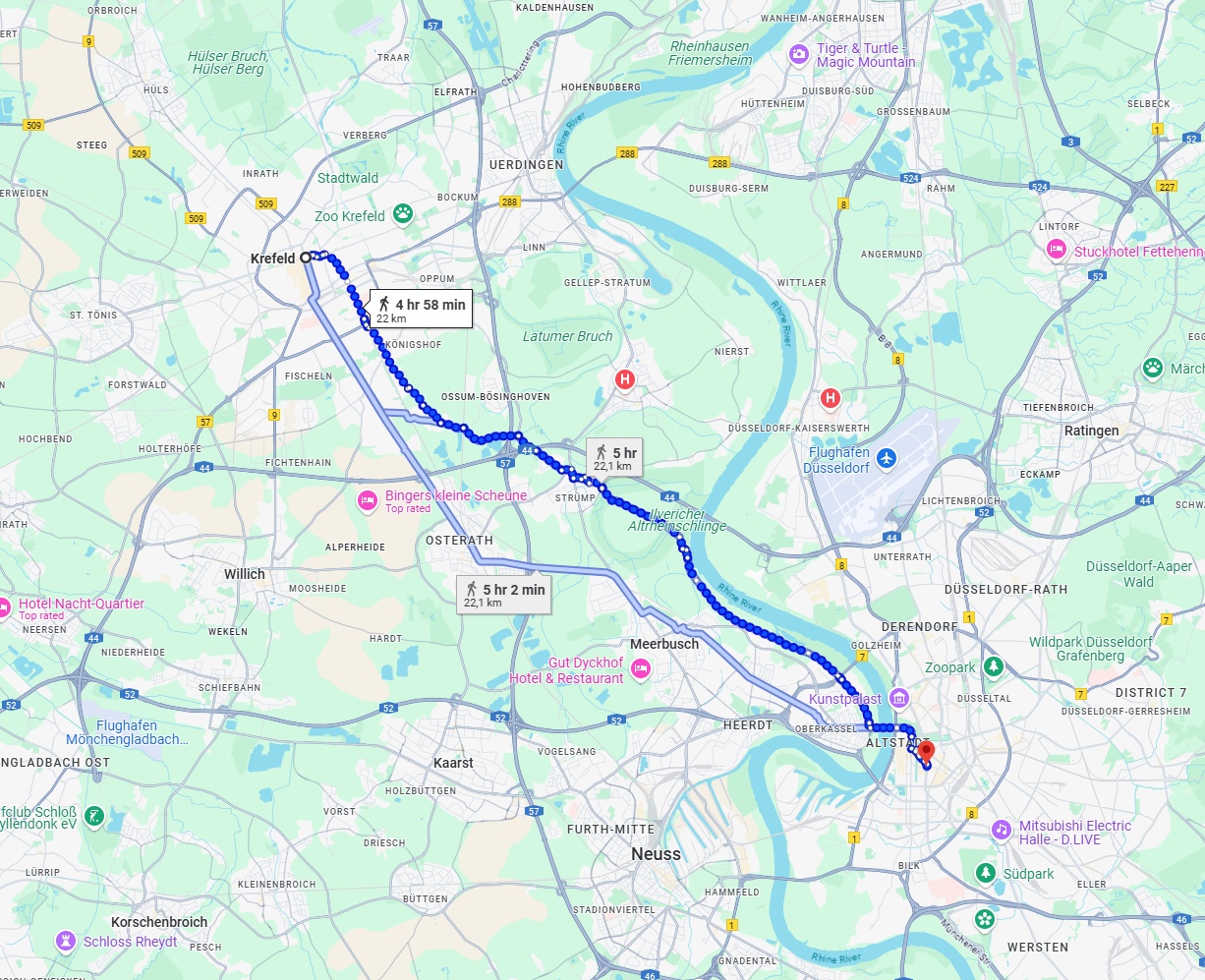 Anreise von Krefeld Zu Düsseldorf Über 
