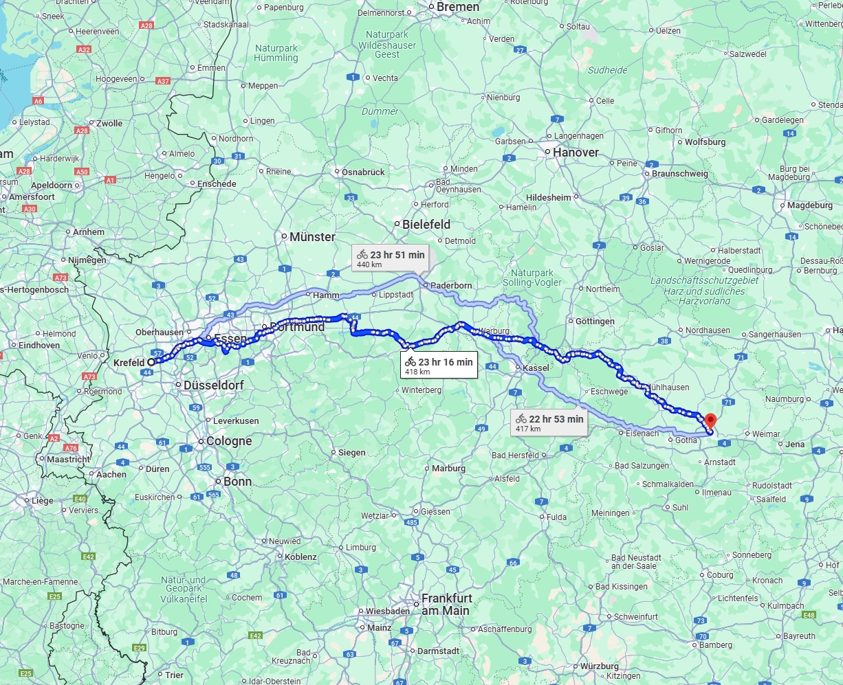Anreise von Krefeld Zu Erfurt Über 