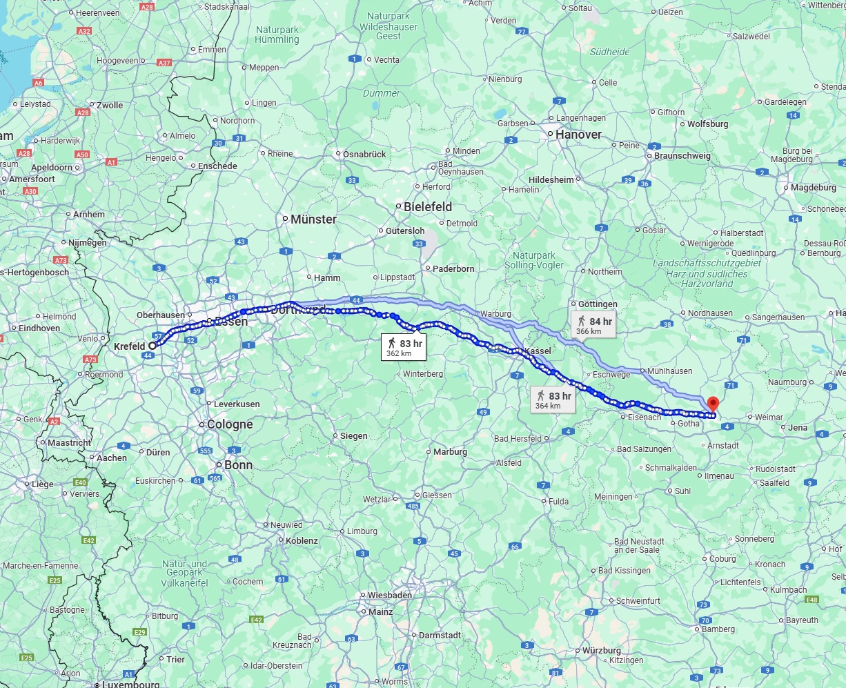 Anreise von Krefeld Zu Erfurt Über 