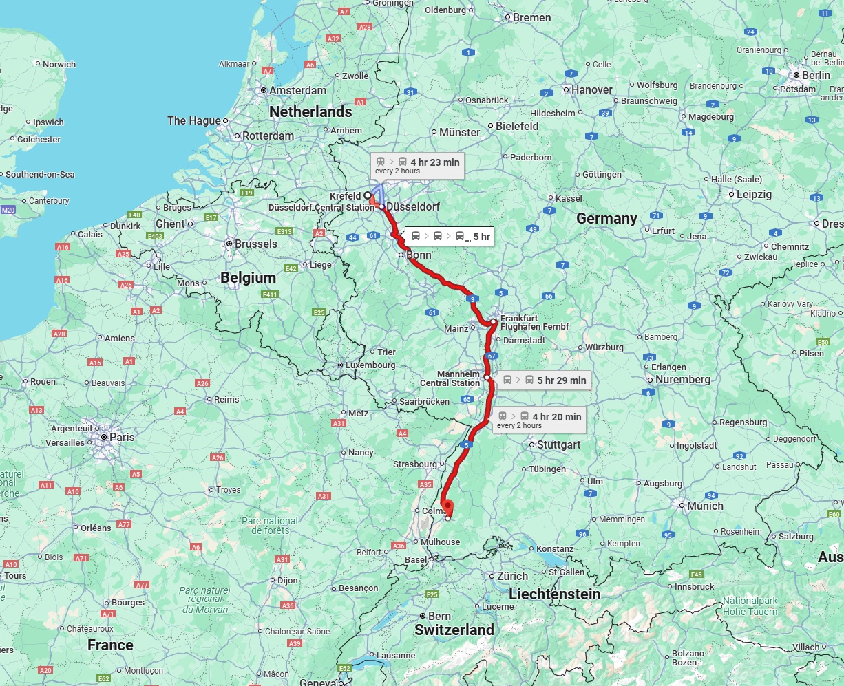 Anreise von Krefeld Zu Freiburg im Breisgau Über 