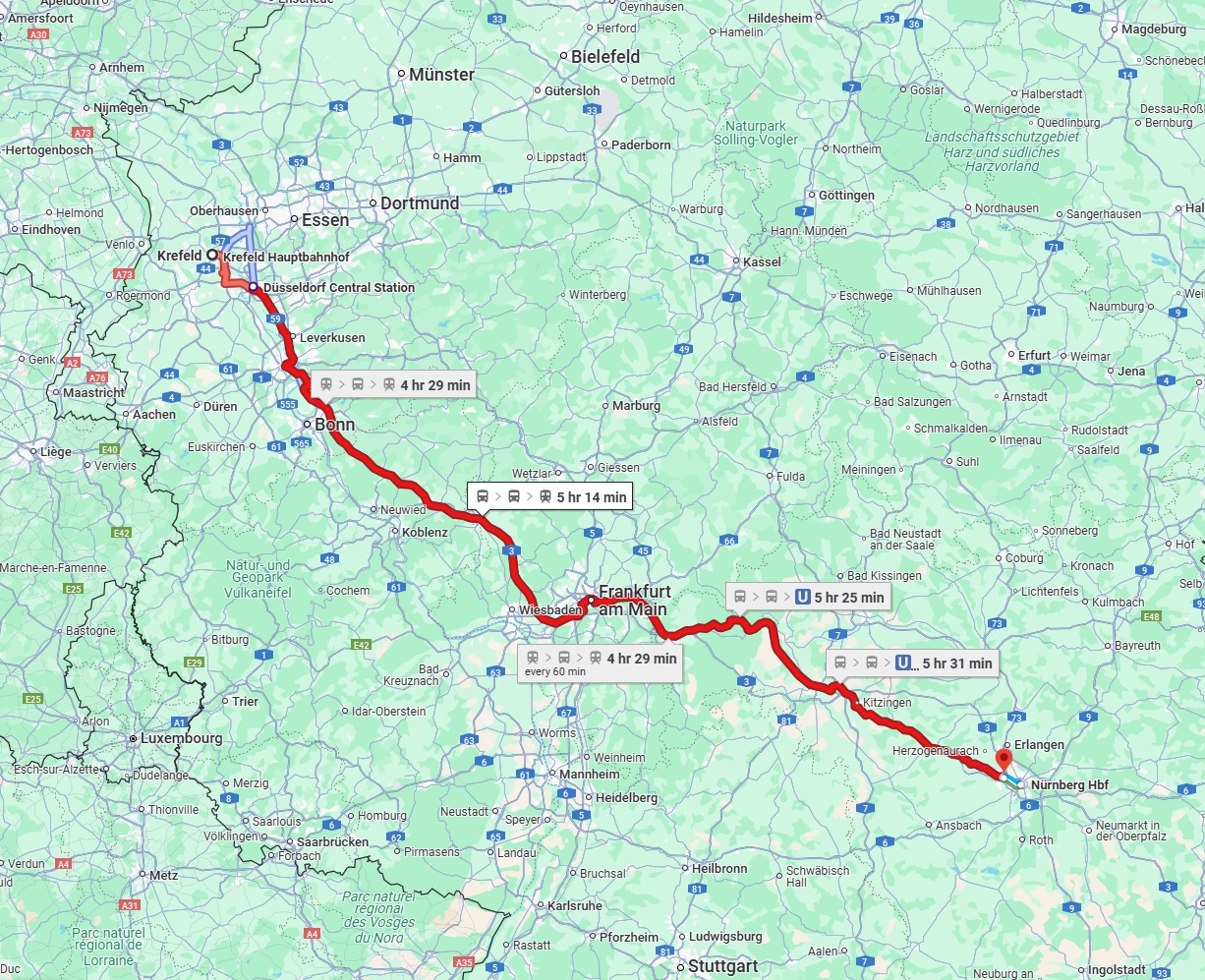 Anreise von Krefeld Zu Fürth Über 