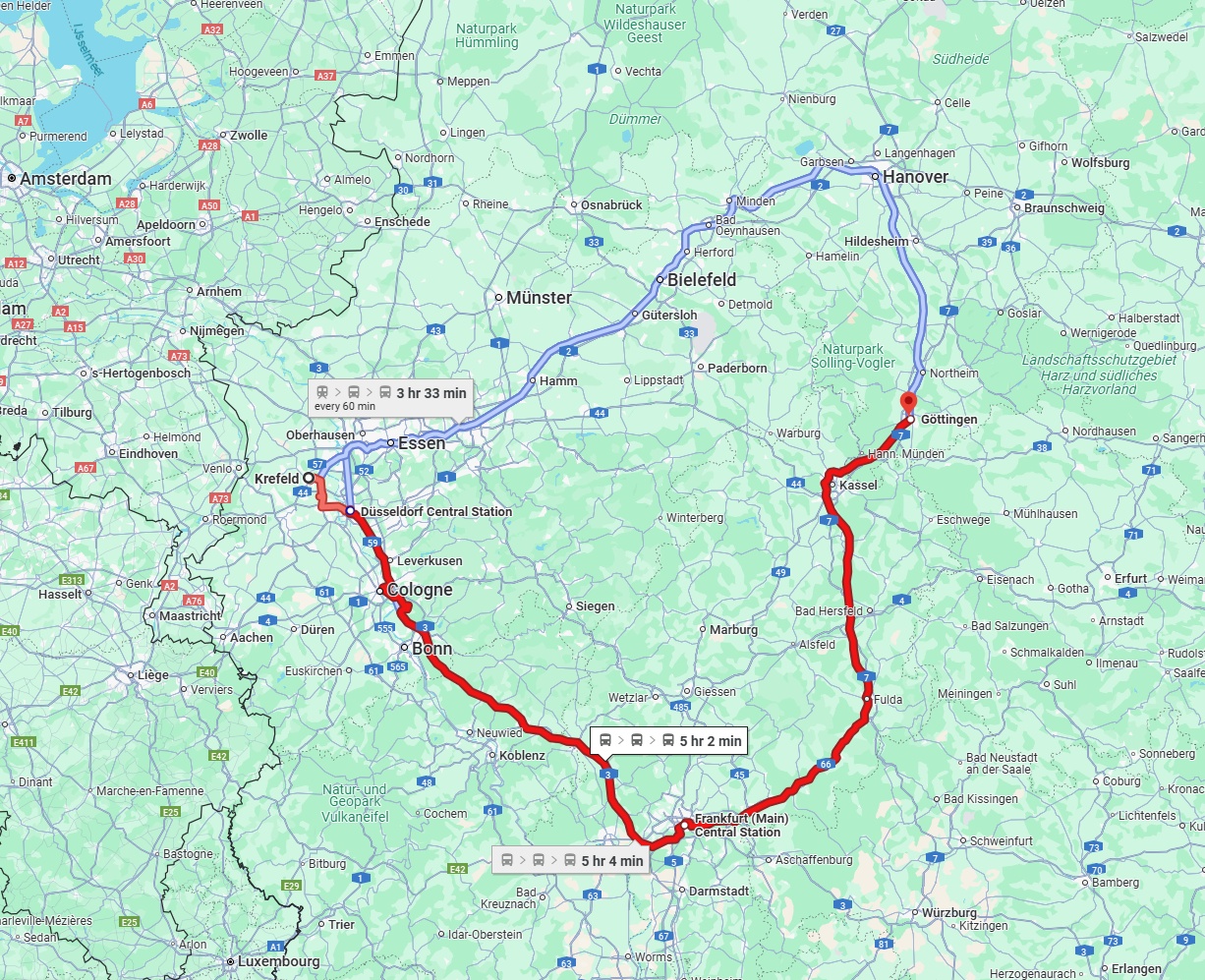 Anreise von Krefeld Zu Göttingen Über 