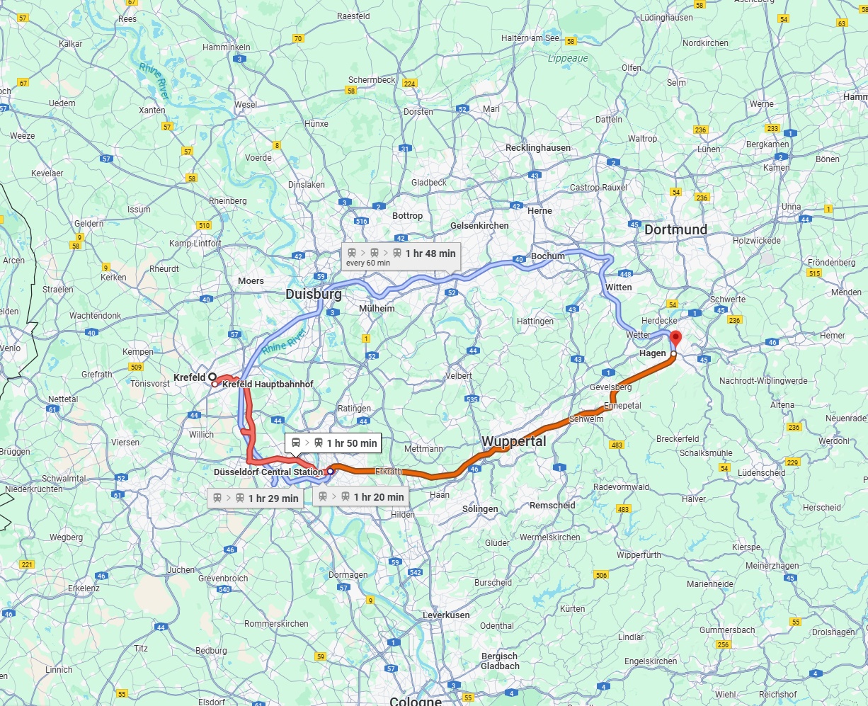 Anreise von Krefeld Zu Hagen Über 
