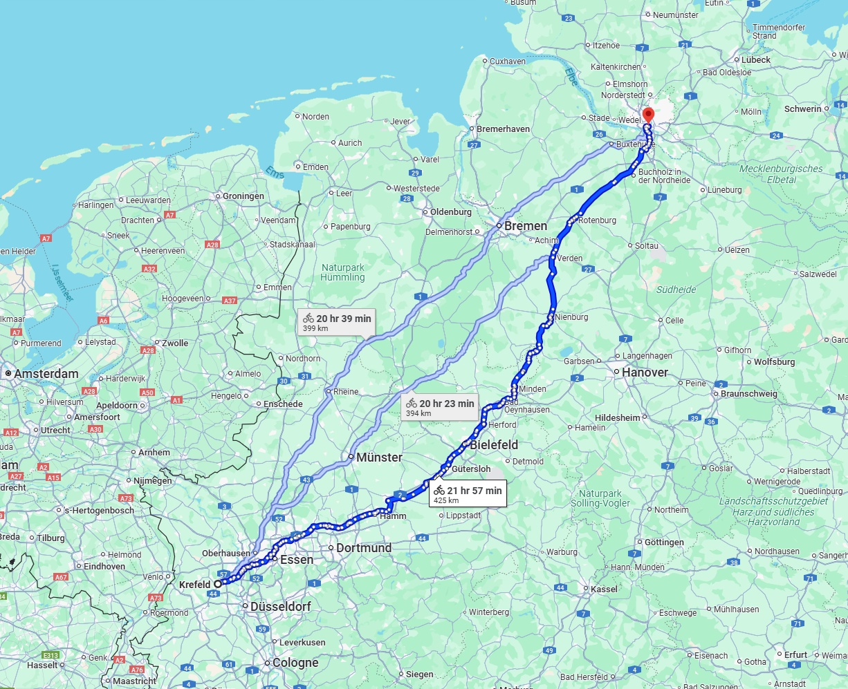 Anreise von Krefeld Zu Hamburg Über 