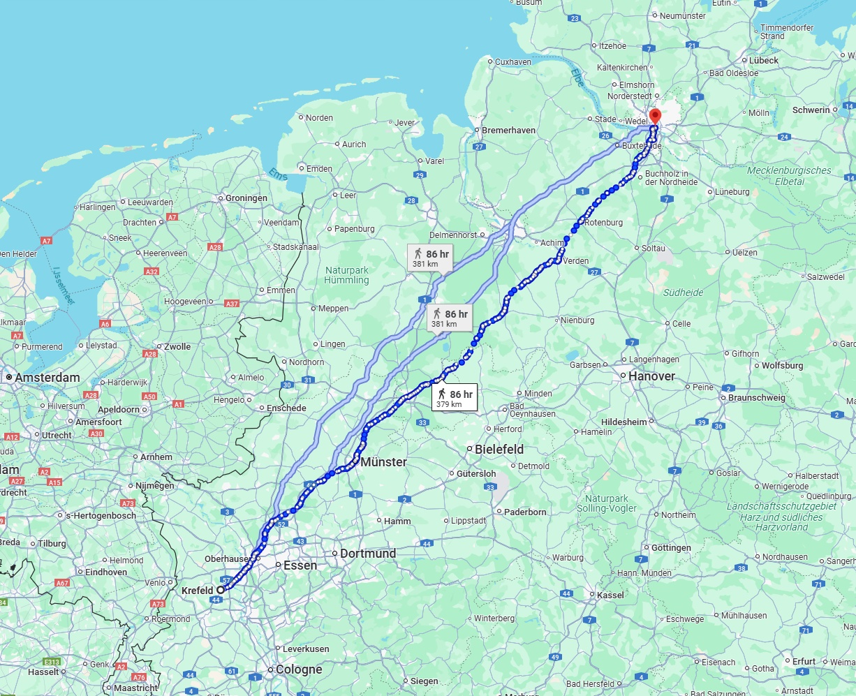 Anreise von Krefeld Zu Hamburg Über 