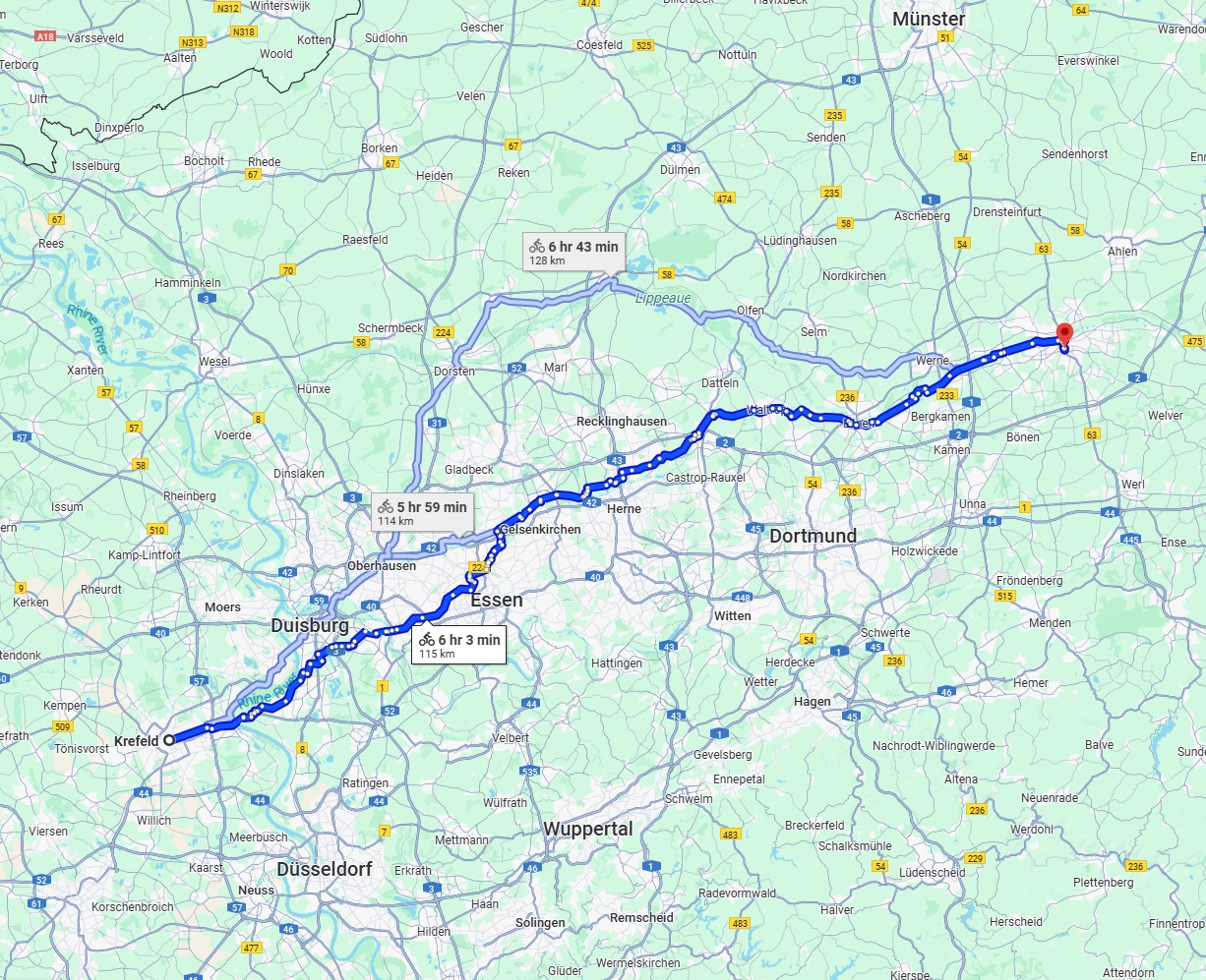 Anreise von Krefeld Zu Hamm Über 
