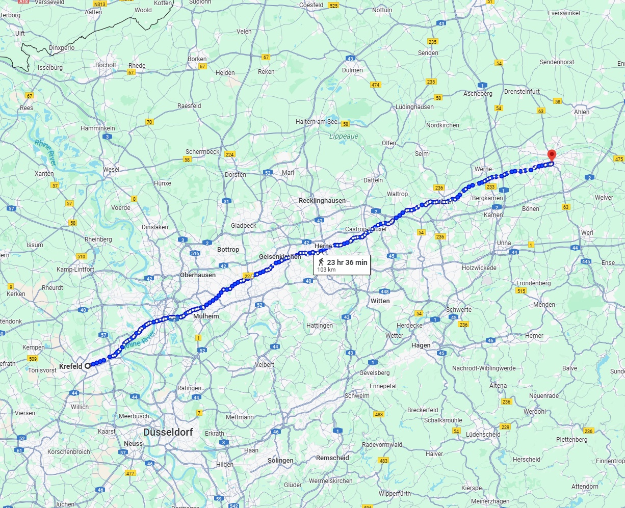 Anreise von Krefeld Zu Hamm Über 