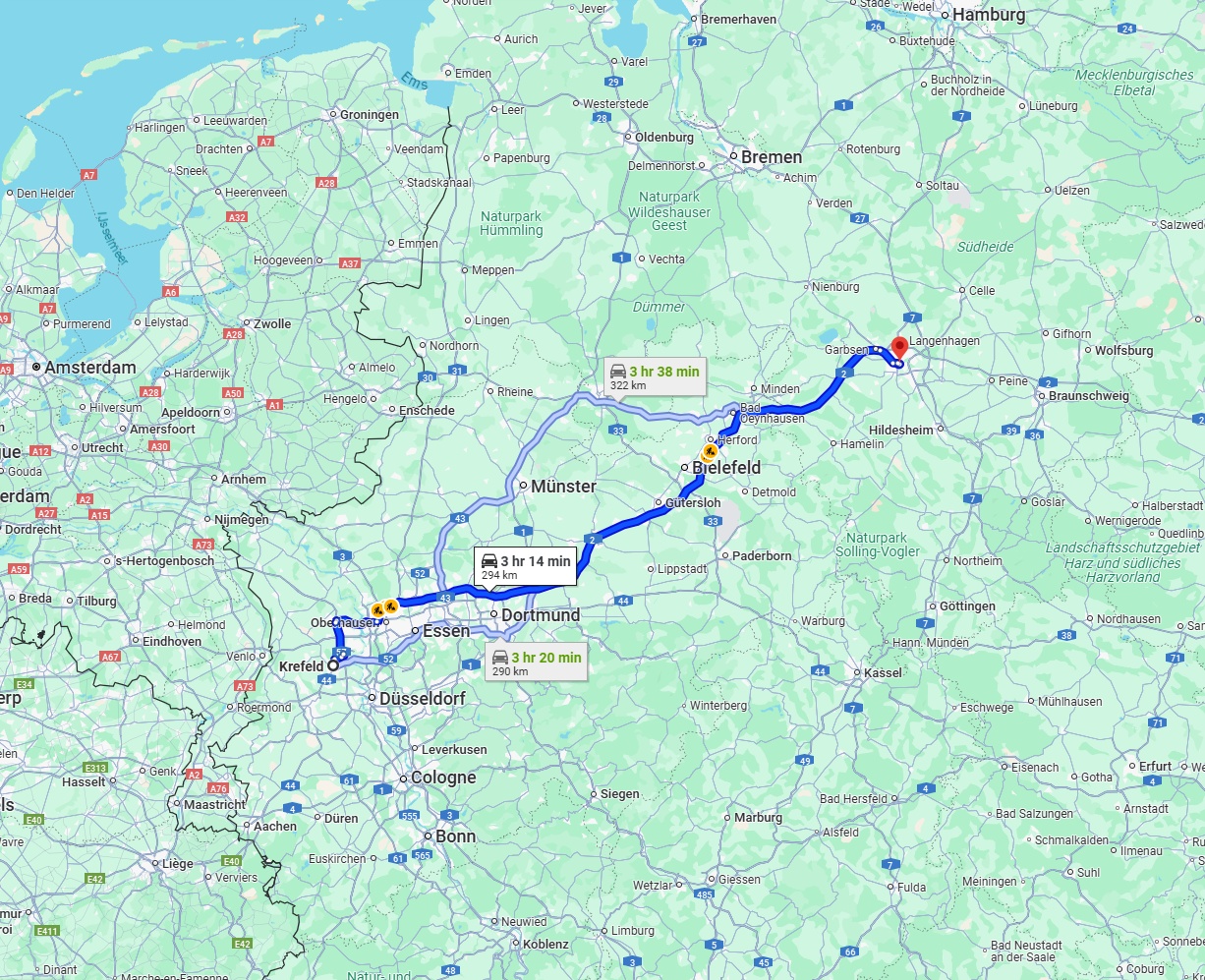 Anreise von Krefeld Zu Hannover Über via A2