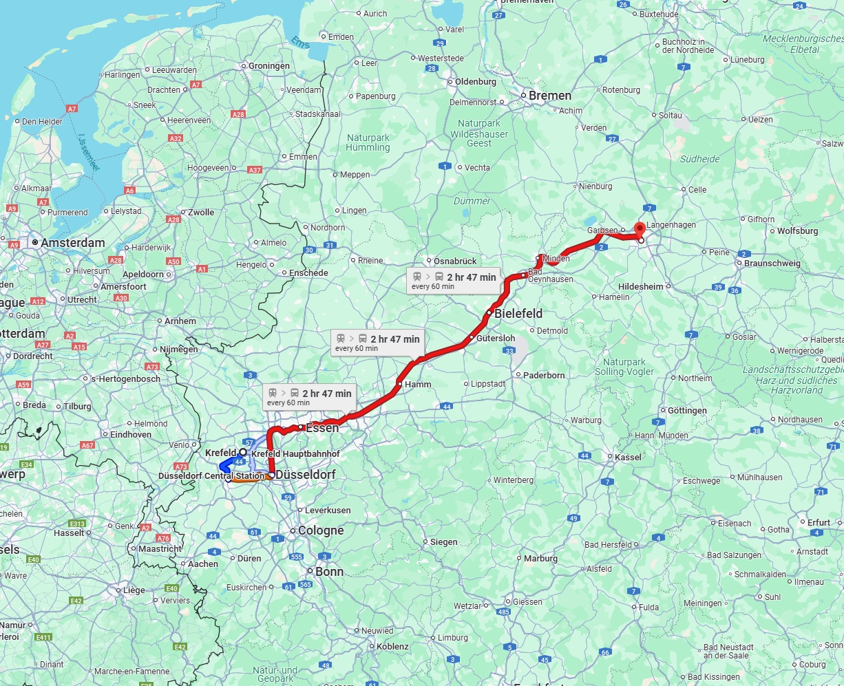Anreise von Krefeld Zu Hannover Über 