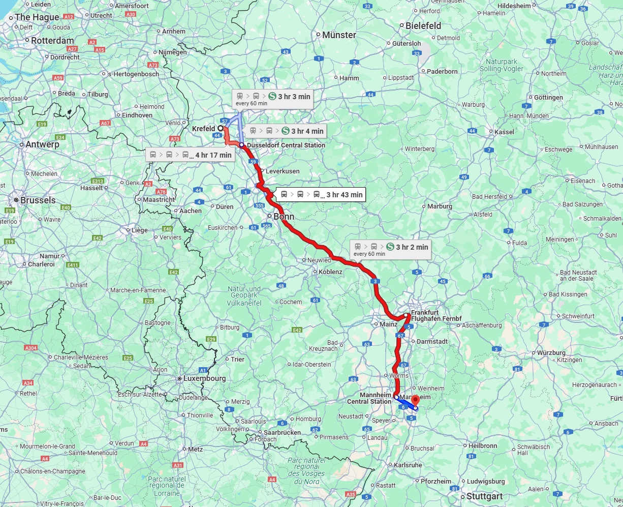 Anreise von Krefeld Zu Heidelberg Über 