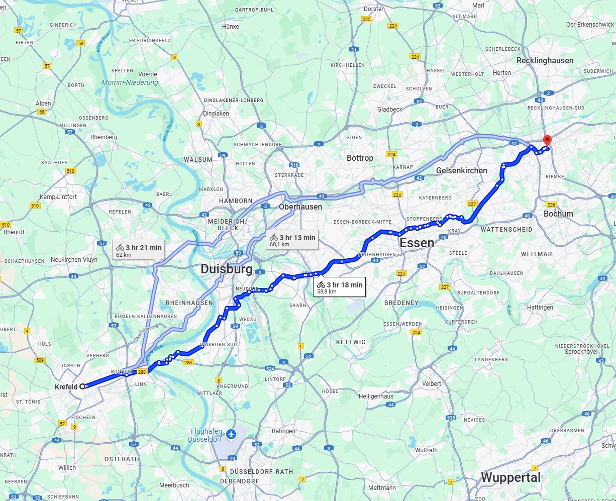 Anreise von Krefeld Zu Herne Über 