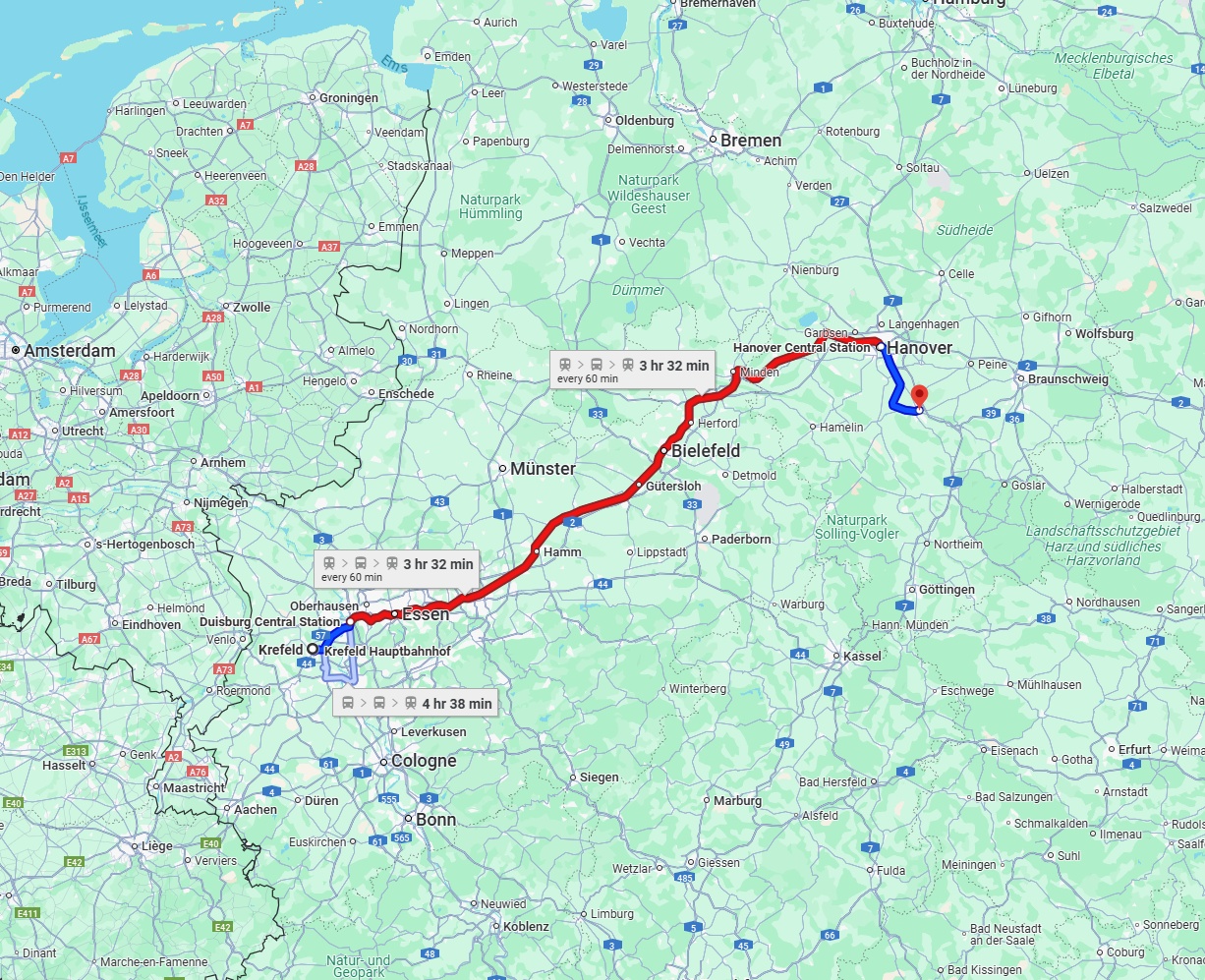 Anreise von Krefeld Zu Hildesheim Über 