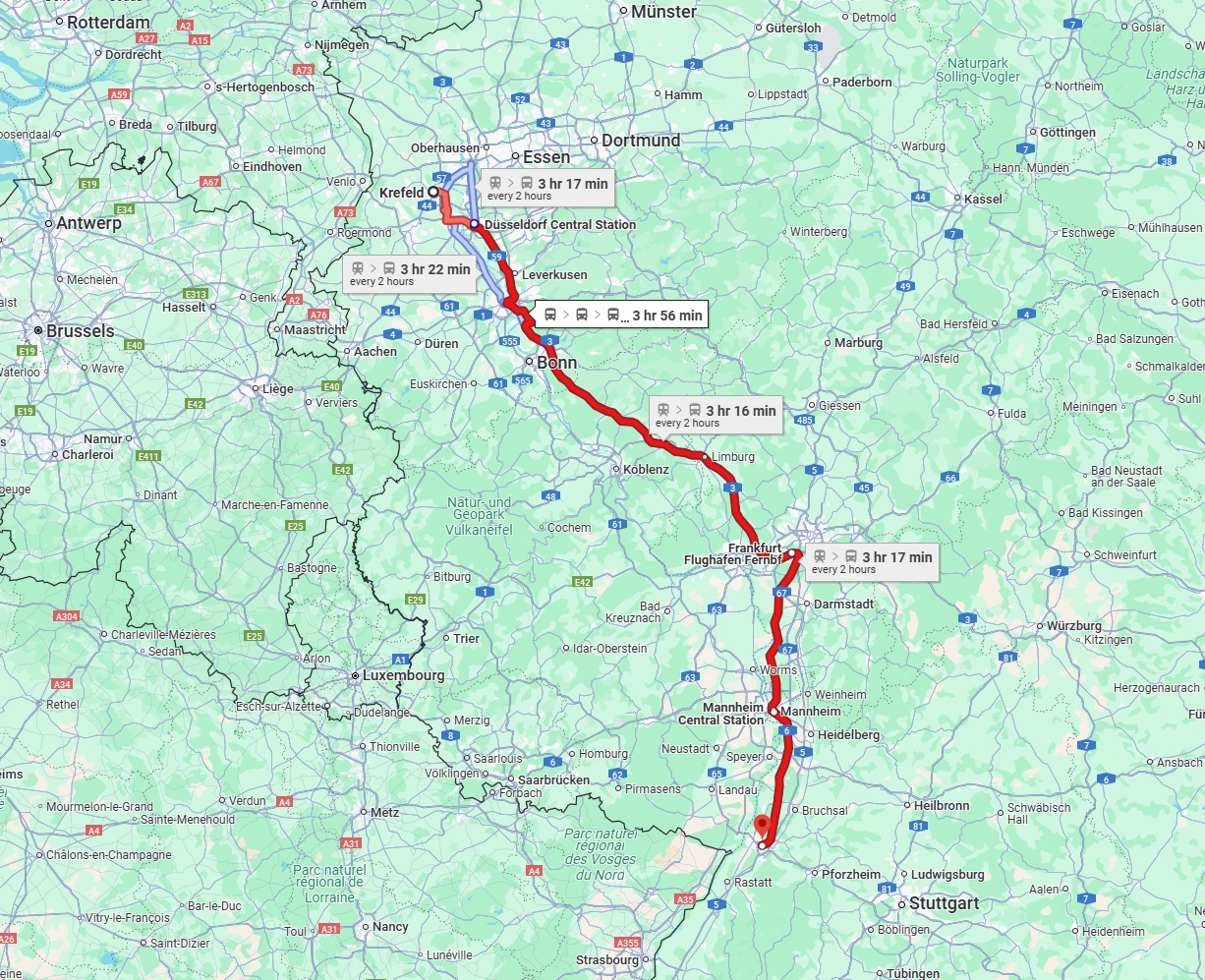 Anreise von Krefeld Zu Karlsruhe Über 