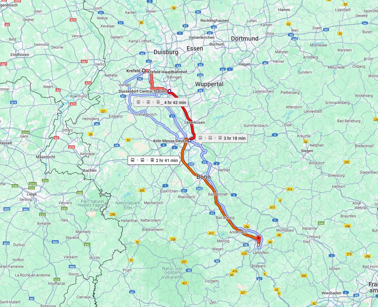 Anreise von Krefeld Zu Koblenz Über 