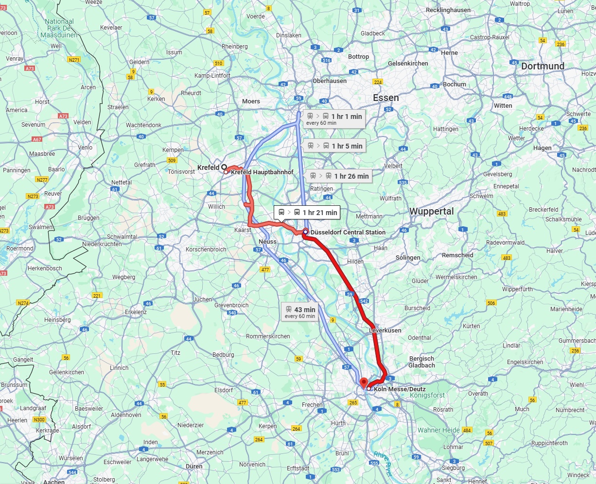 Anreise von Krefeld Zu Köln Über 