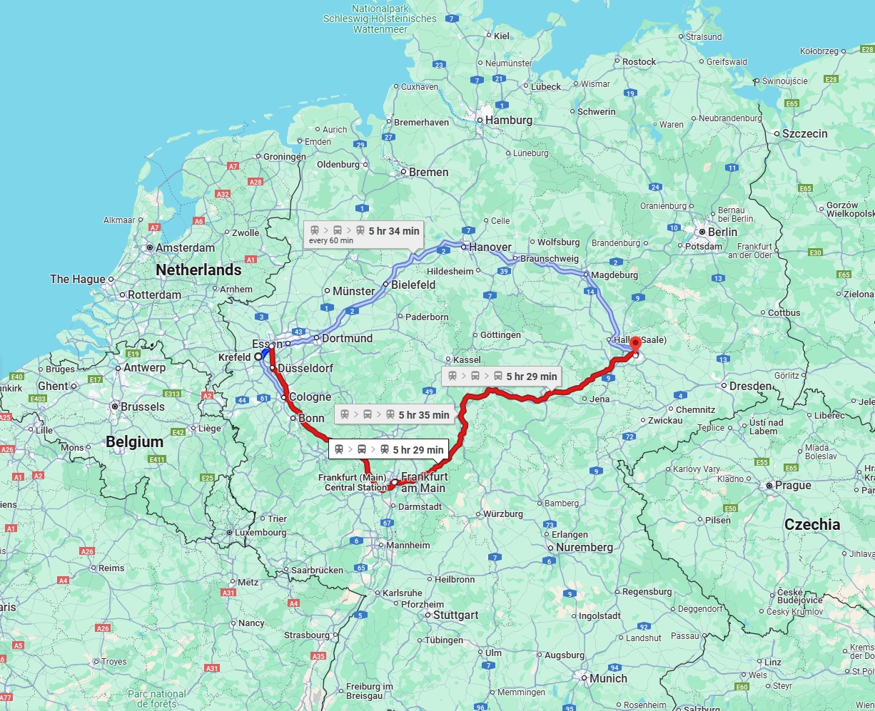Anreise von Krefeld Zu Leipzig Über 