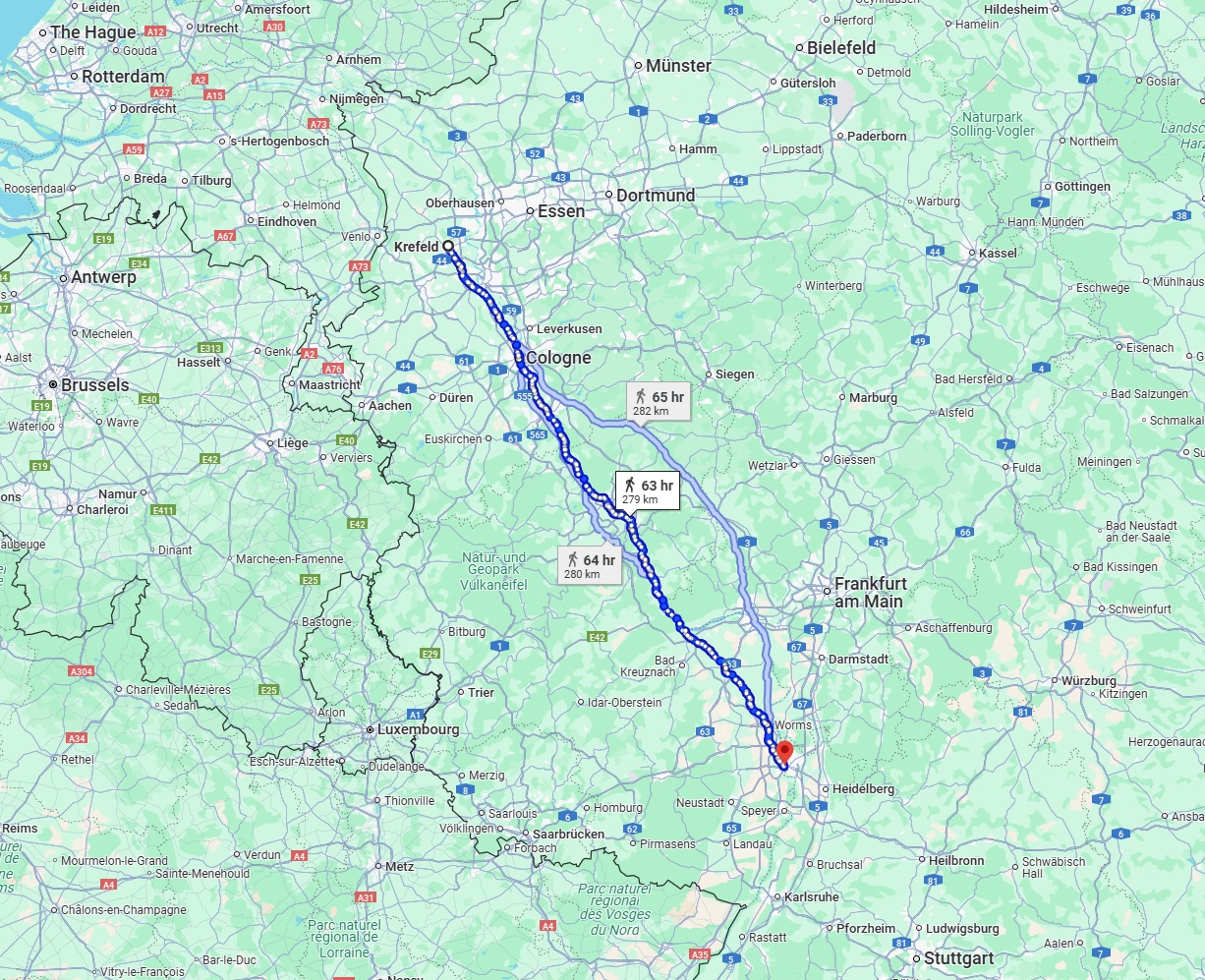 Anreise von Krefeld Zu Ludwigshafen am Rhein Über 