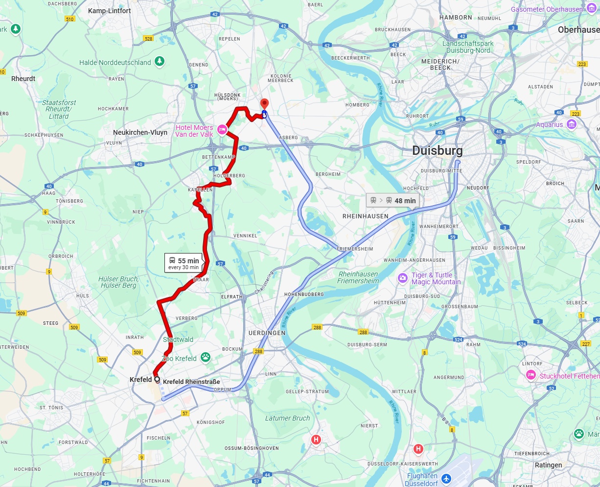 Anreise von Krefeld Zu Moers Über 
