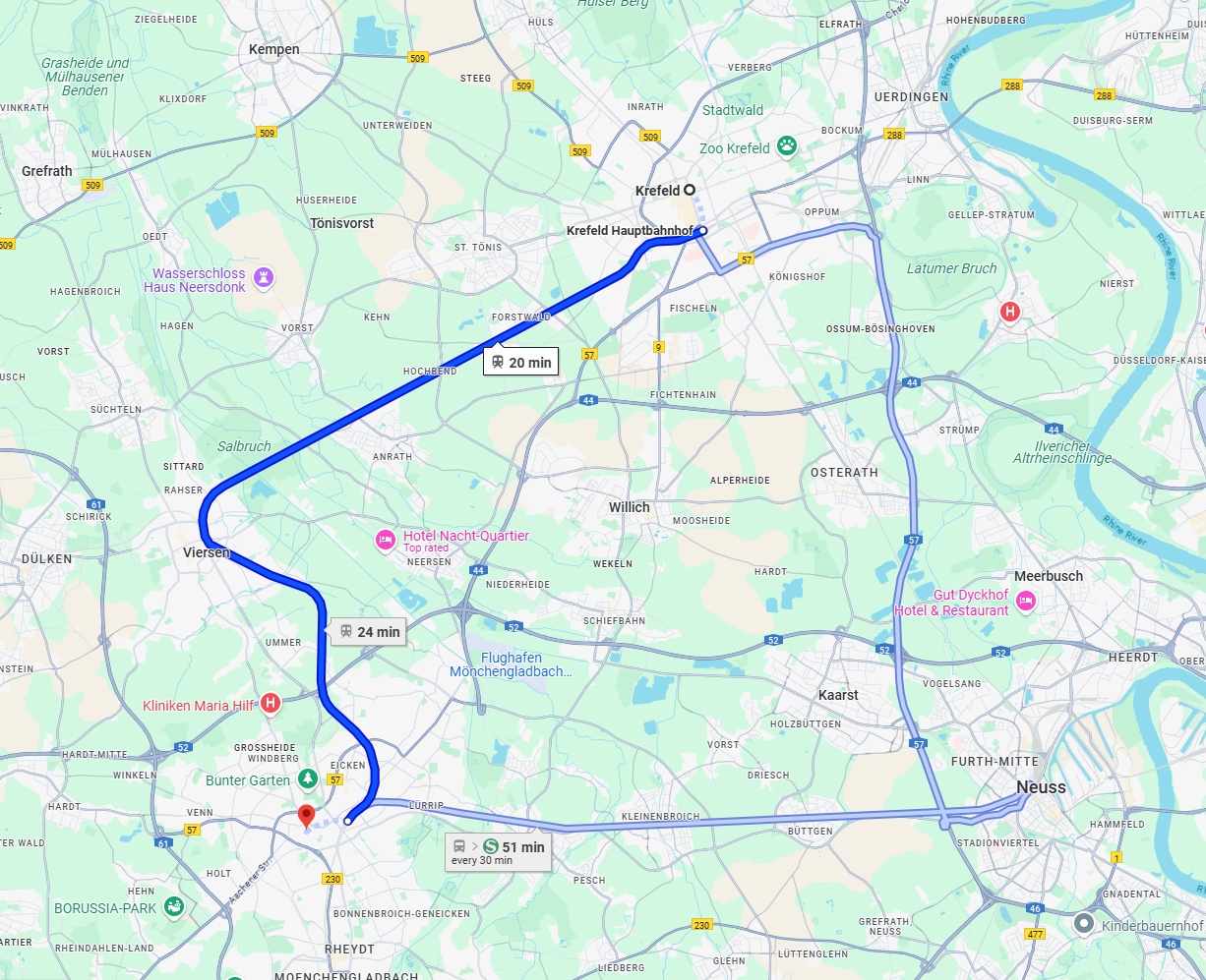 Anreise von Krefeld Zu Mönchengladbach Über 