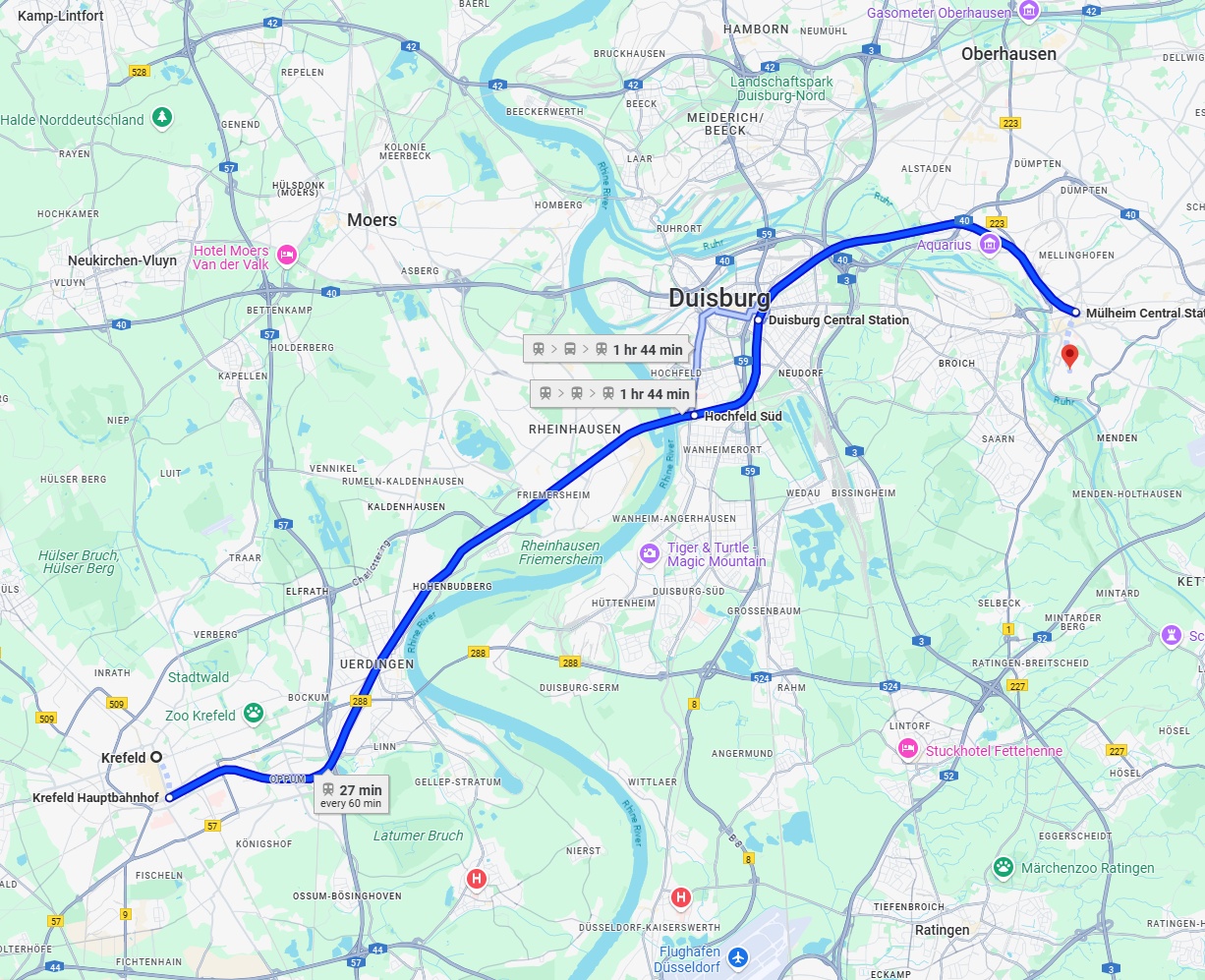 Anreise von Krefeld Zu Mülheim an der Ruhr Über 