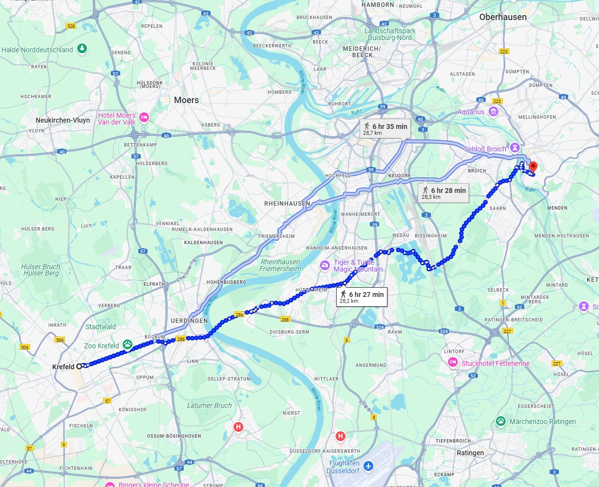 Anreise von Krefeld Zu Mülheim an der Ruhr Über 