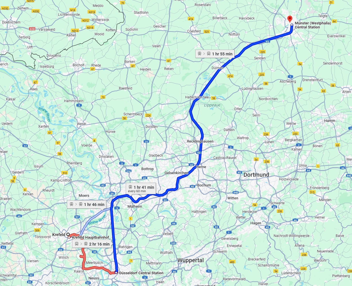 Anreise von Krefeld Zu Münster Über 