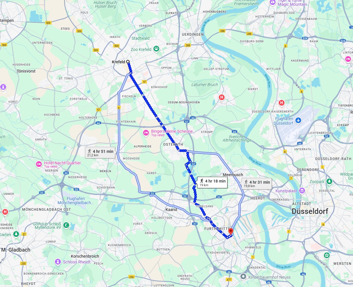 Anreise von Krefeld Zu Neuss Über 