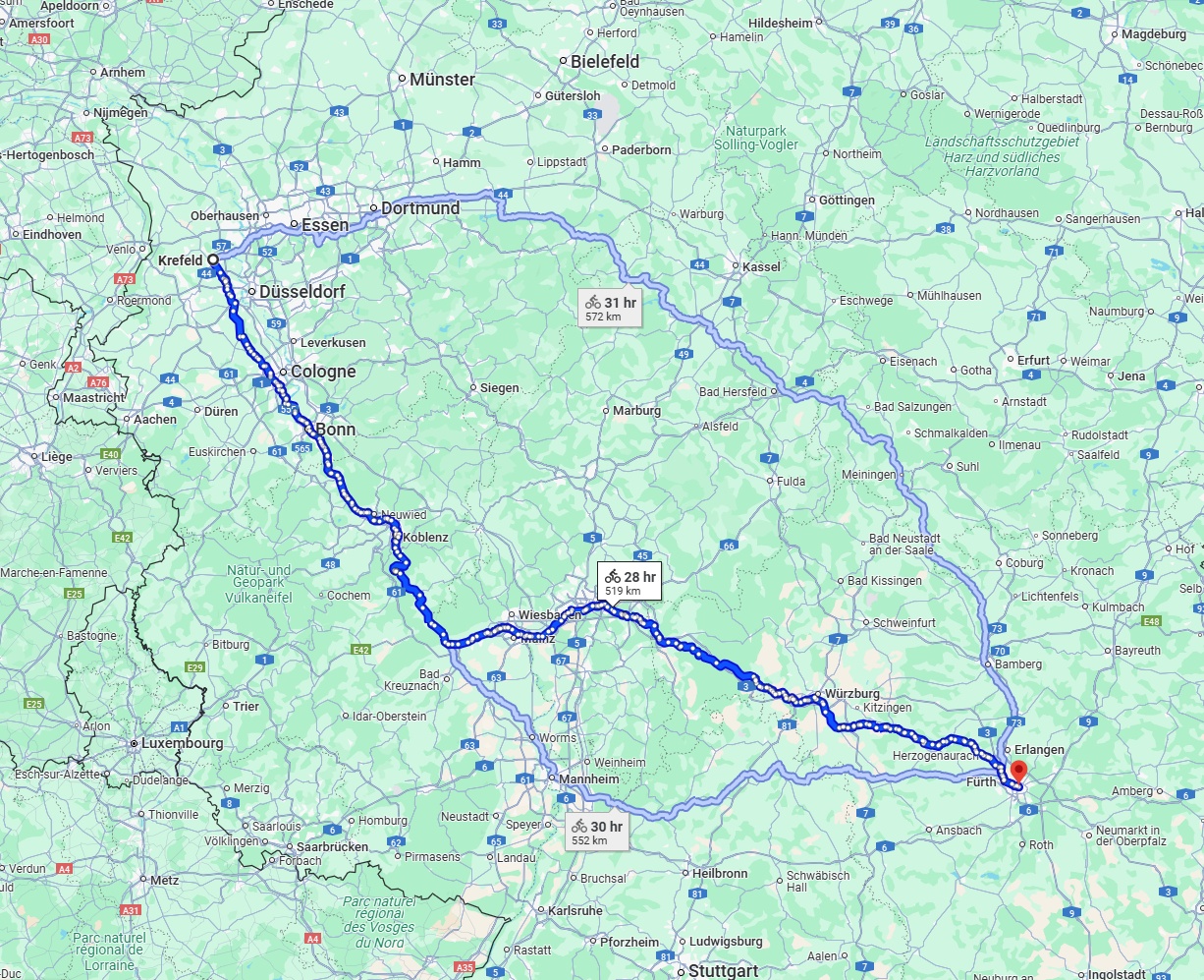 Anreise von Krefeld Zu Nürnberg Über 