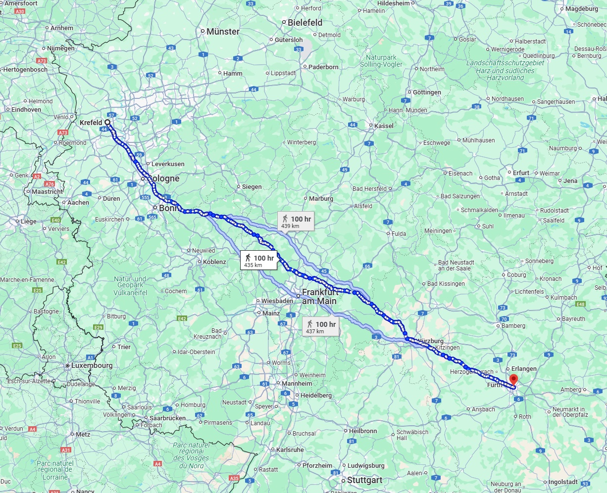 Anreise von Krefeld Zu Nürnberg Über 