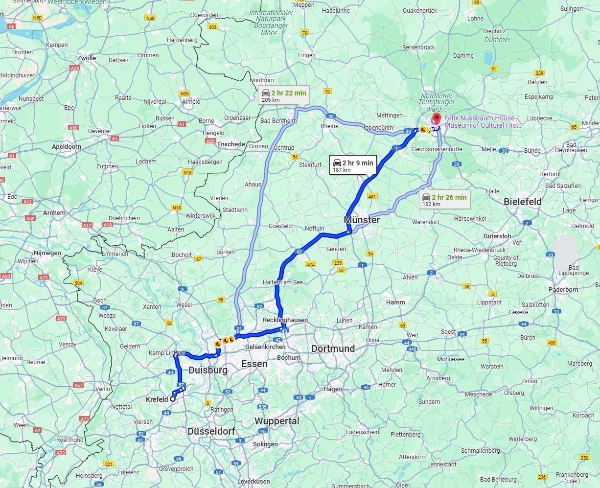 Anreise von Krefeld Zu Osnabrück Über via A43 and A1