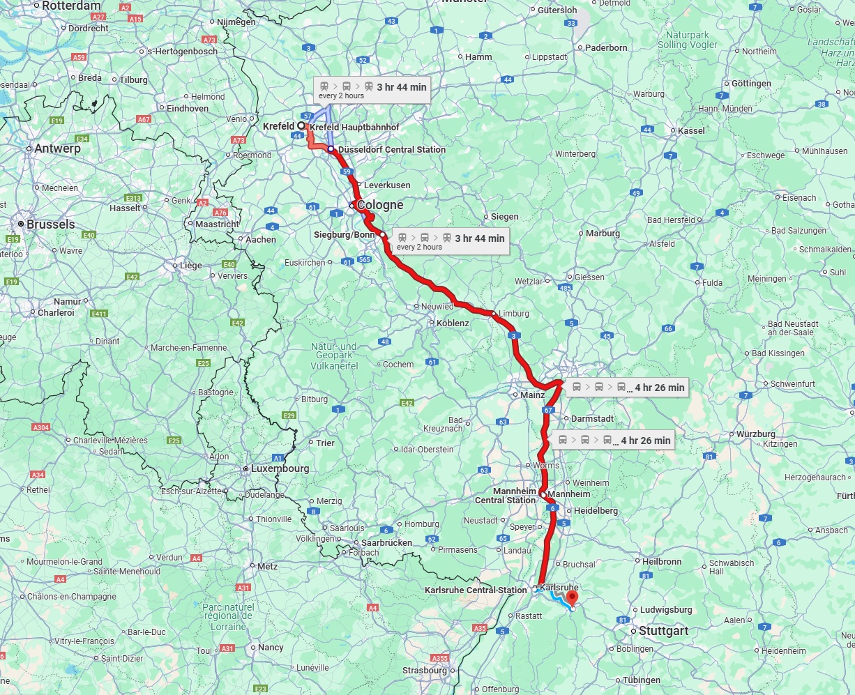 Anreise von Krefeld Zu Pforzheim Über 