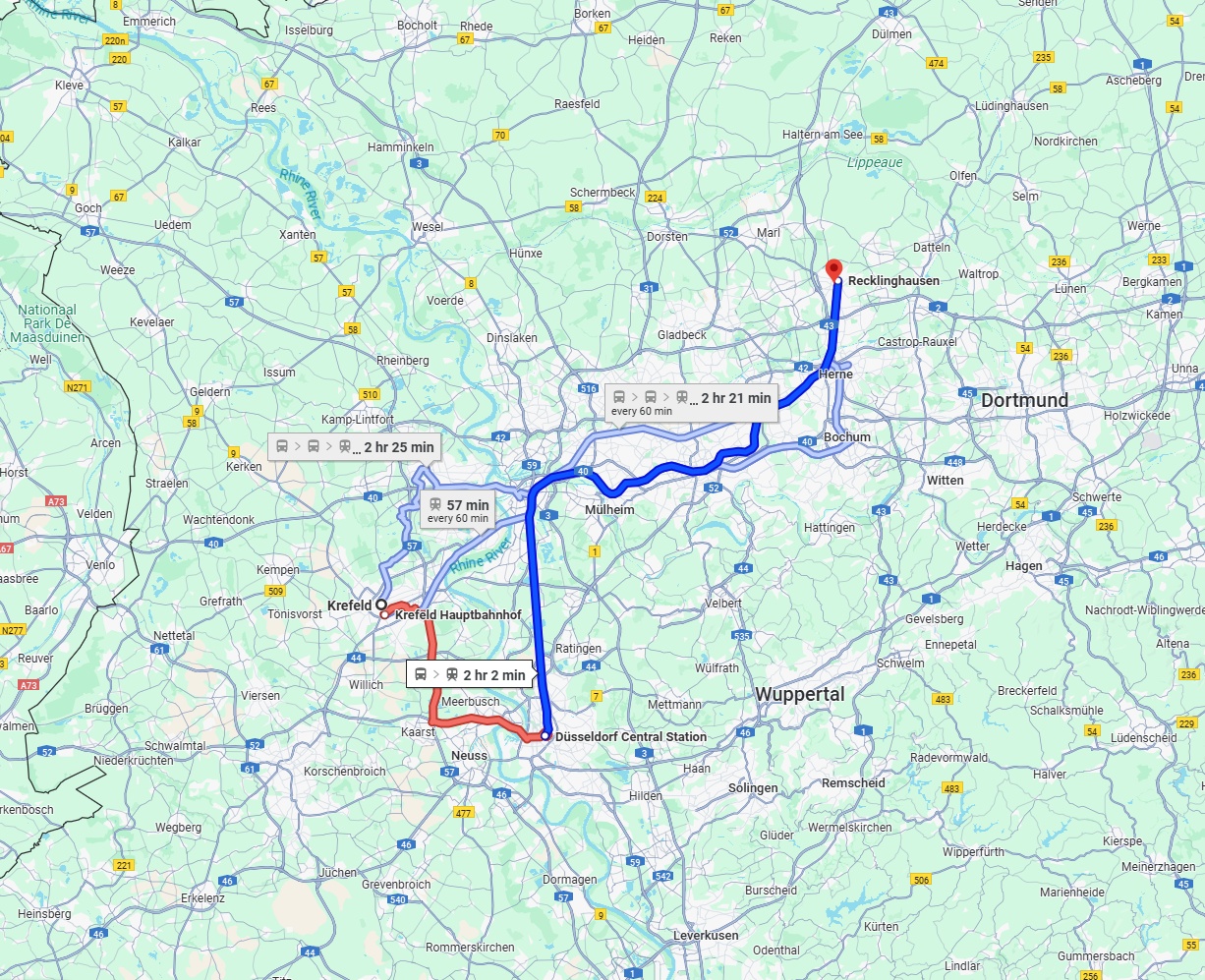 Anreise von Krefeld Zu Recklinghausen Über 