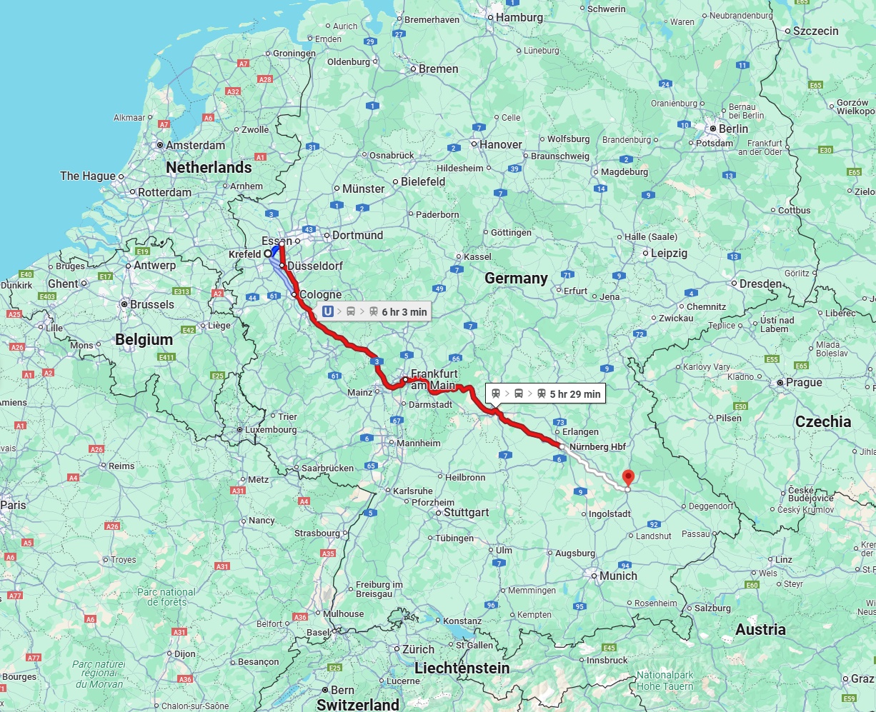 Anreise von Krefeld Zu Regensburg Über 