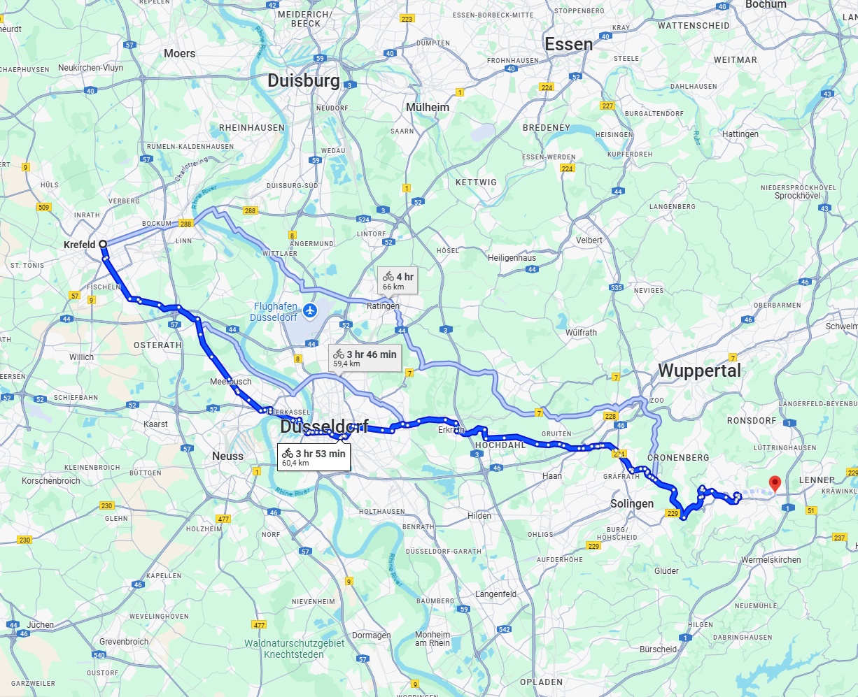 Anreise von Krefeld Zu Remscheid Über 
