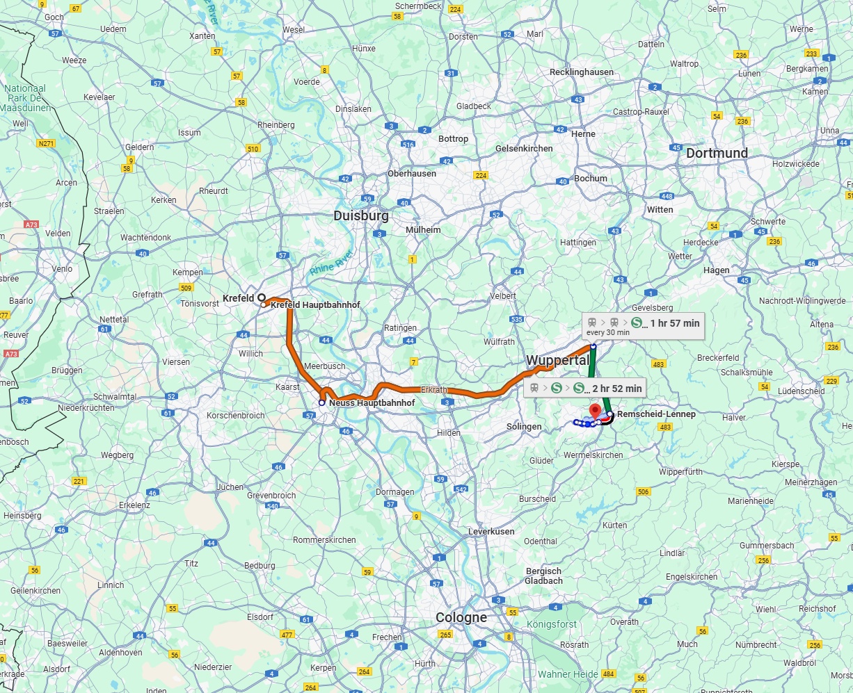 Anreise von Krefeld Zu Remscheid Über 
