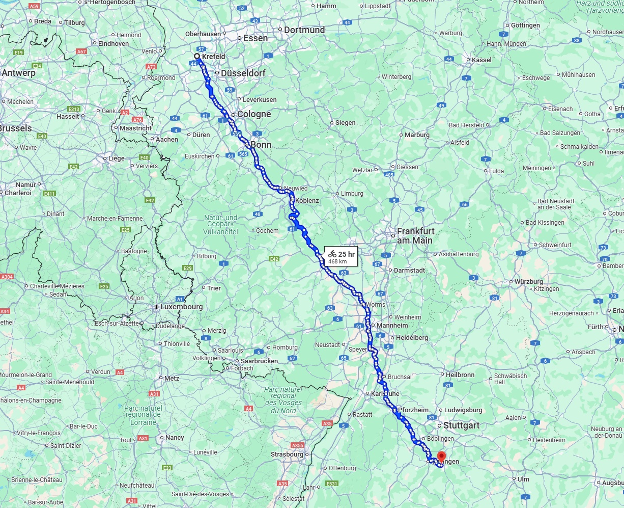 Anreise von Krefeld Zu Reutlingen Über 