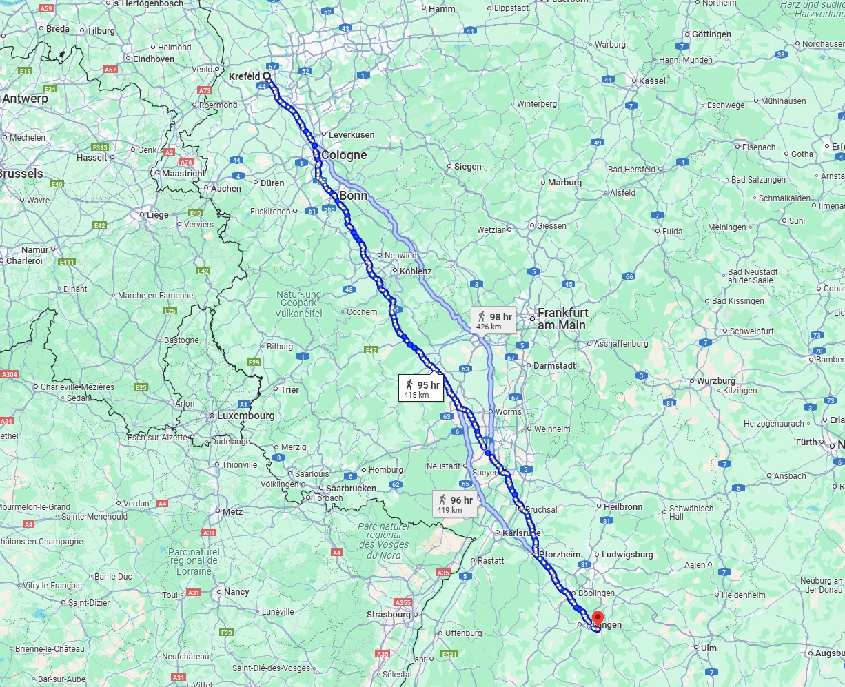Anreise von Krefeld Zu Reutlingen Über 