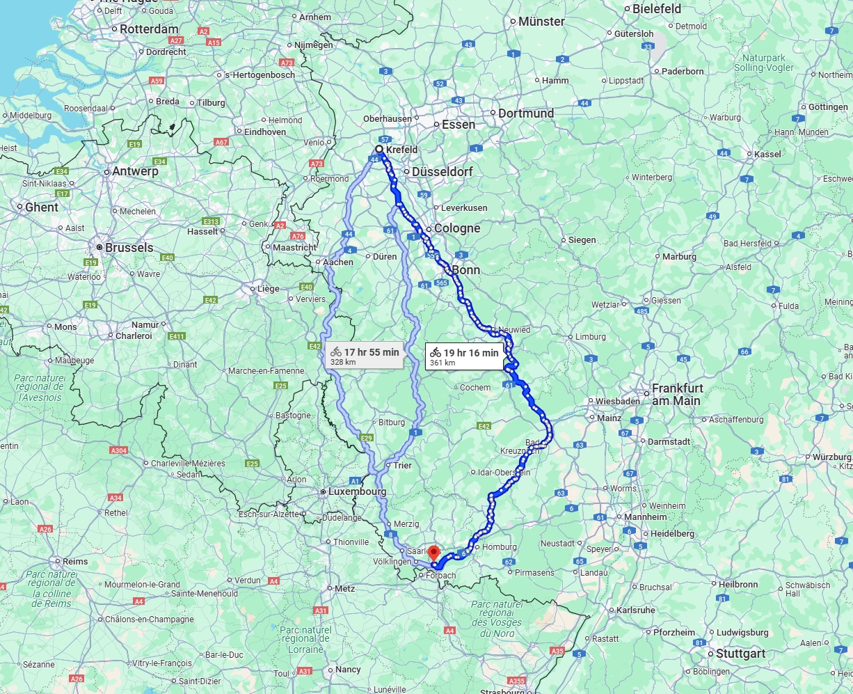 Anreise von Krefeld Zu Saarbrücken Über 