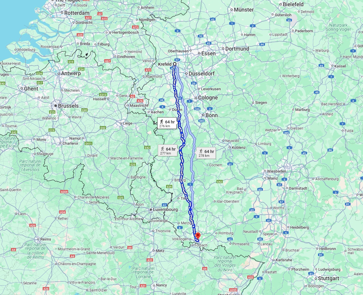 Anreise von Krefeld Zu Saarbrücken Über 