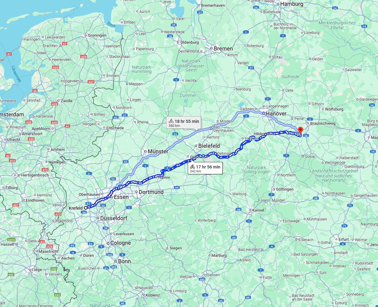 Anreise von Krefeld Zu Salzgitter Über 