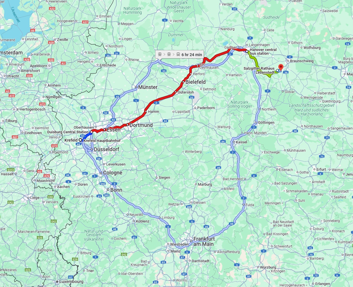 Anreise von Krefeld Zu Salzgitter Über 