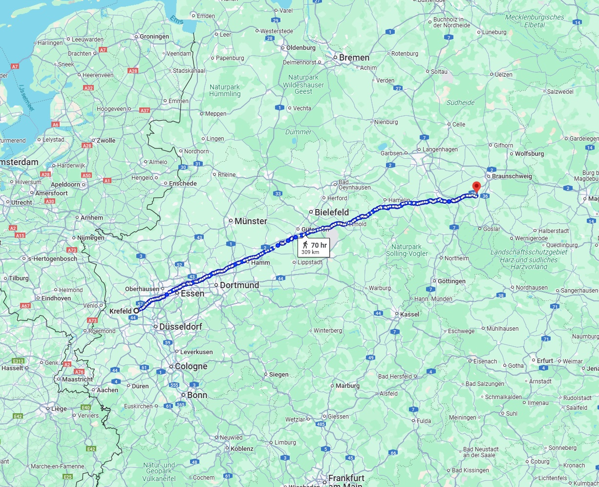 Anreise von Krefeld Zu Salzgitter Über 