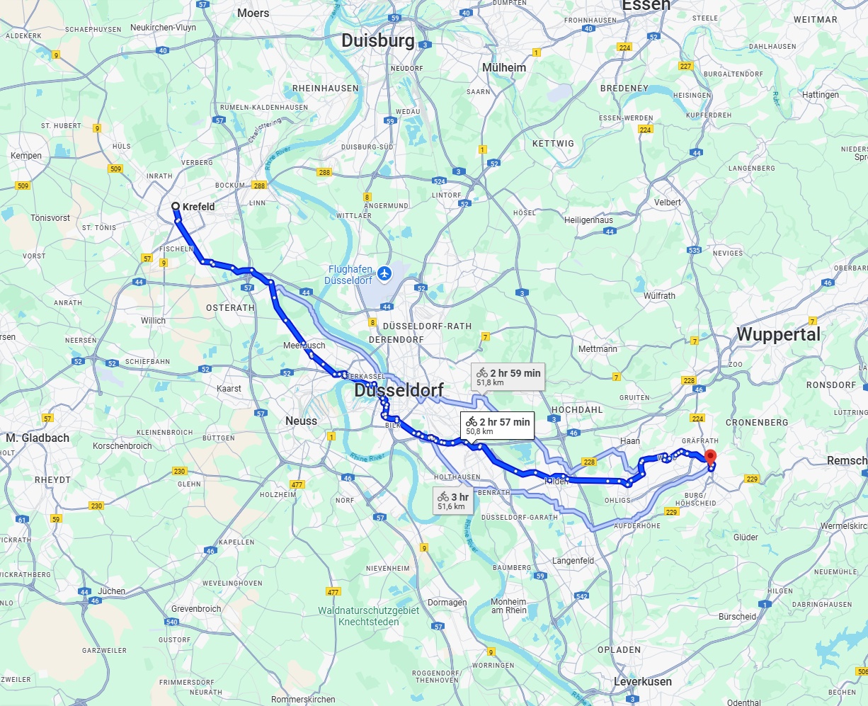 Anreise von Krefeld Zu Solingen Über 