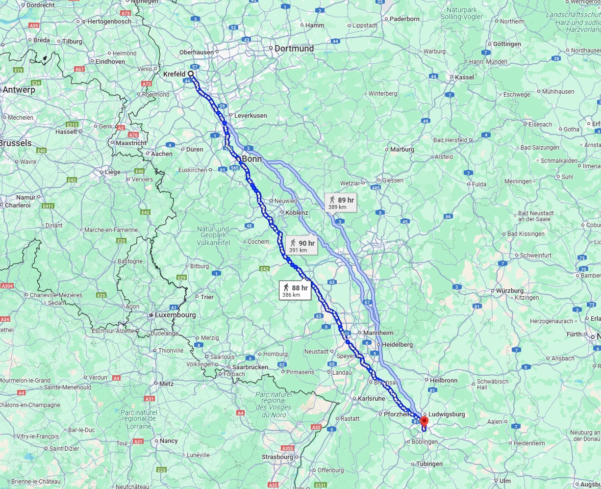 Anreise von Krefeld Zu Stuttgart Über 