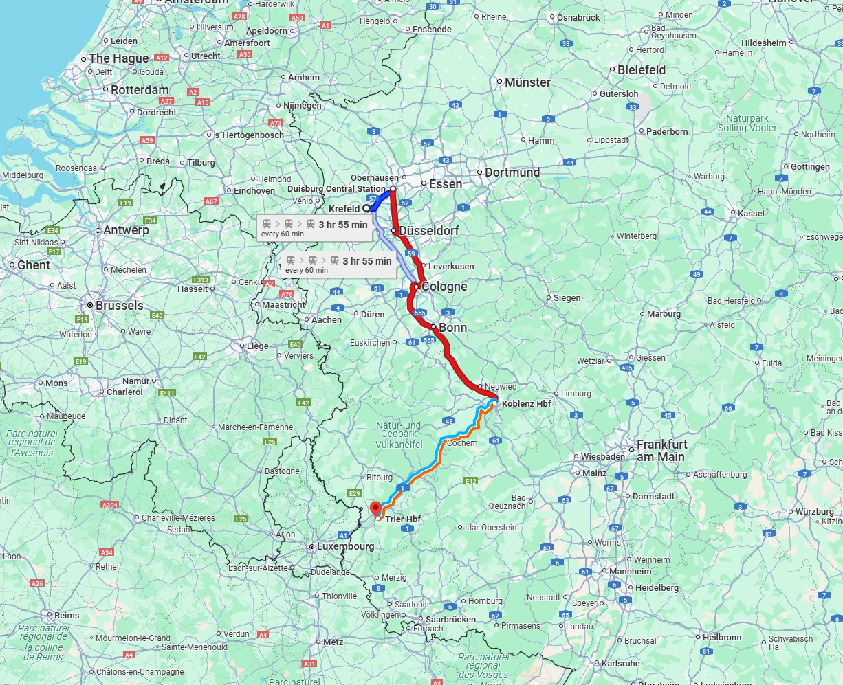 Anreise von Krefeld Zu Trier Über 