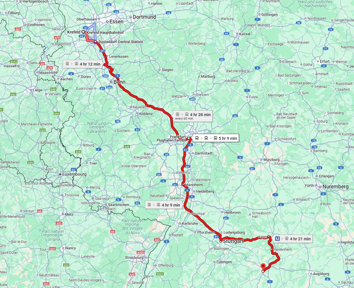 Anreise von Krefeld Zu Ulm Über 