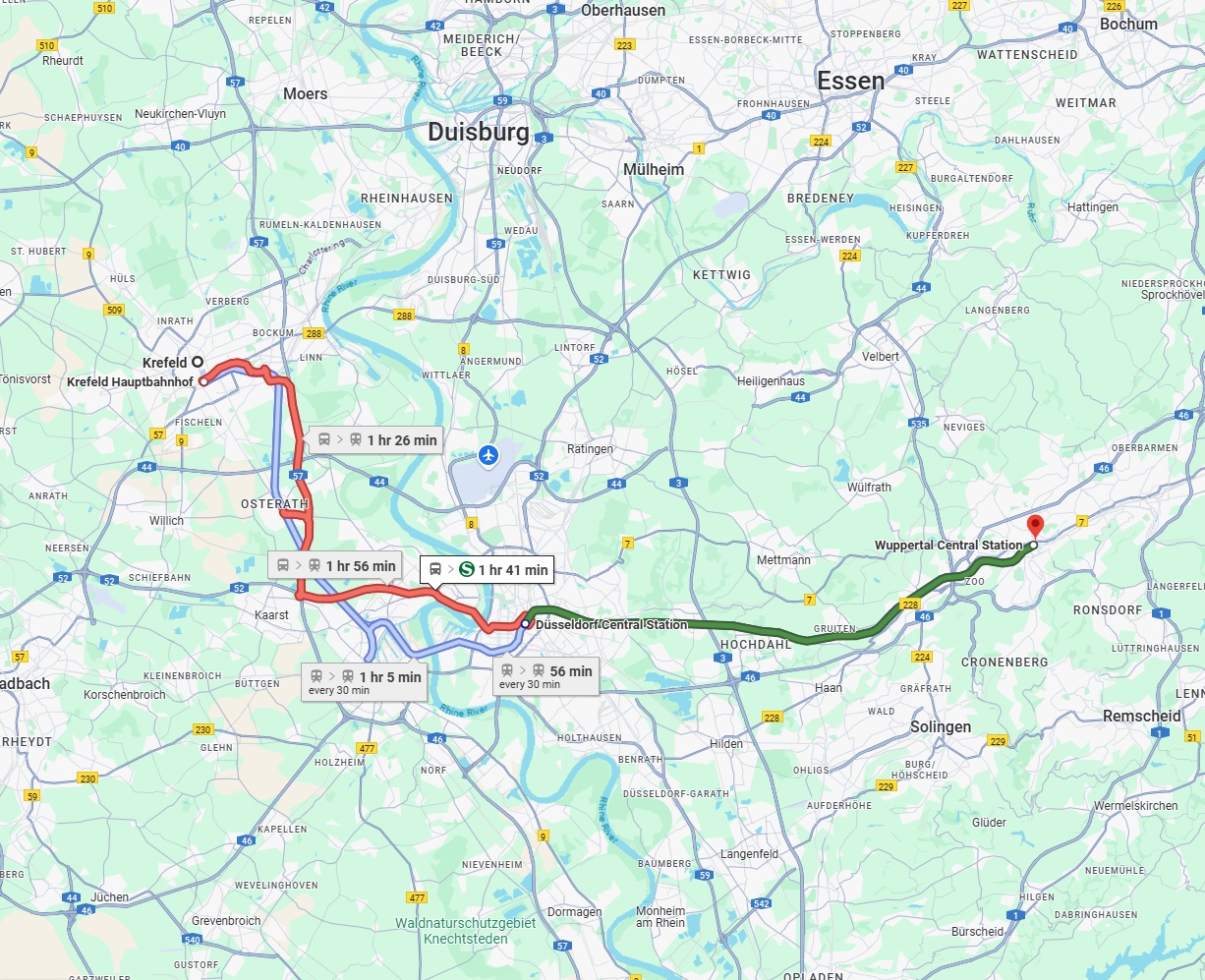 Anreise von Krefeld Zu Wuppertal Über 